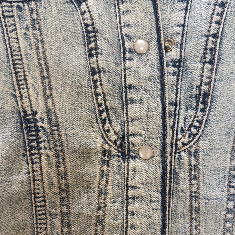Good American Distressed Blue Denim Jacket - Picture 4 of 7